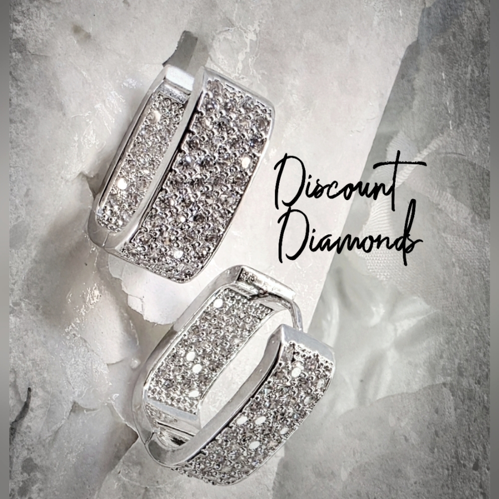 Huitan Silver Pave Crystal Hoop Earrings
